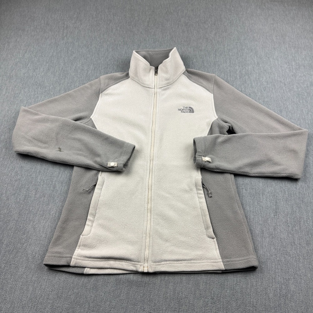 The North Face Jacket Women Small Gray Cream Khumbu Fleece Full Zip Outdoor